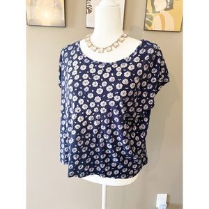 Anthropologie Ett Twa Embroidered Blue Top